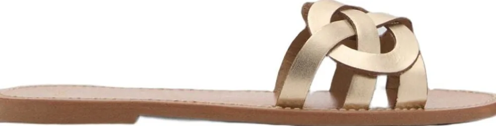 Leather sandals with intertwined st>MANGO Online