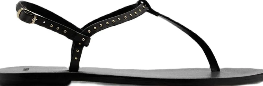 Leather sandals with mini studs>MANGO Best