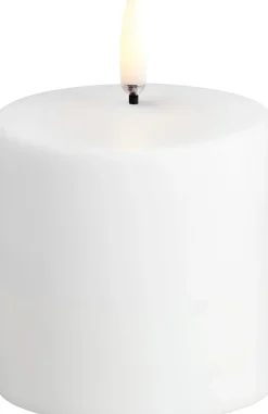 Uyuni LED rechargeable pillar, White plain, 6,8x6,8 cm