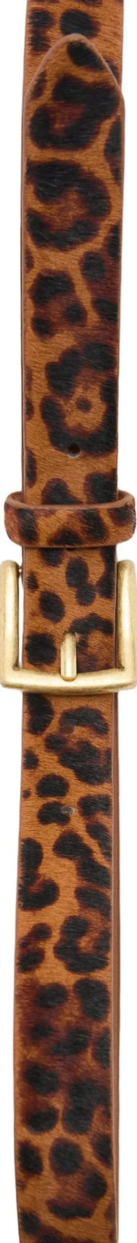 MANGO Leopard fur leather belt Brown Sale