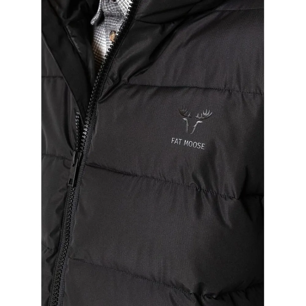 Fat Moose Liam Puffer Long Jacket Black New