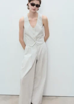 Linen-blend suit waistcoat>MANGO Sale