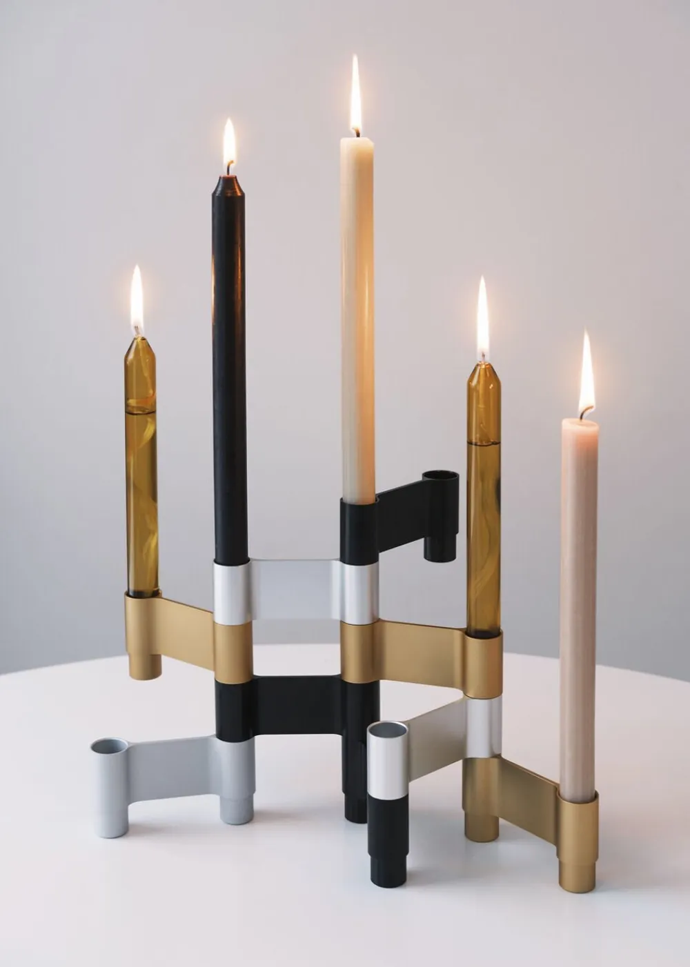 LINK, CANDLE HOLDER, POLISHED ALUMINIUM, 11060P>Studio About Hot