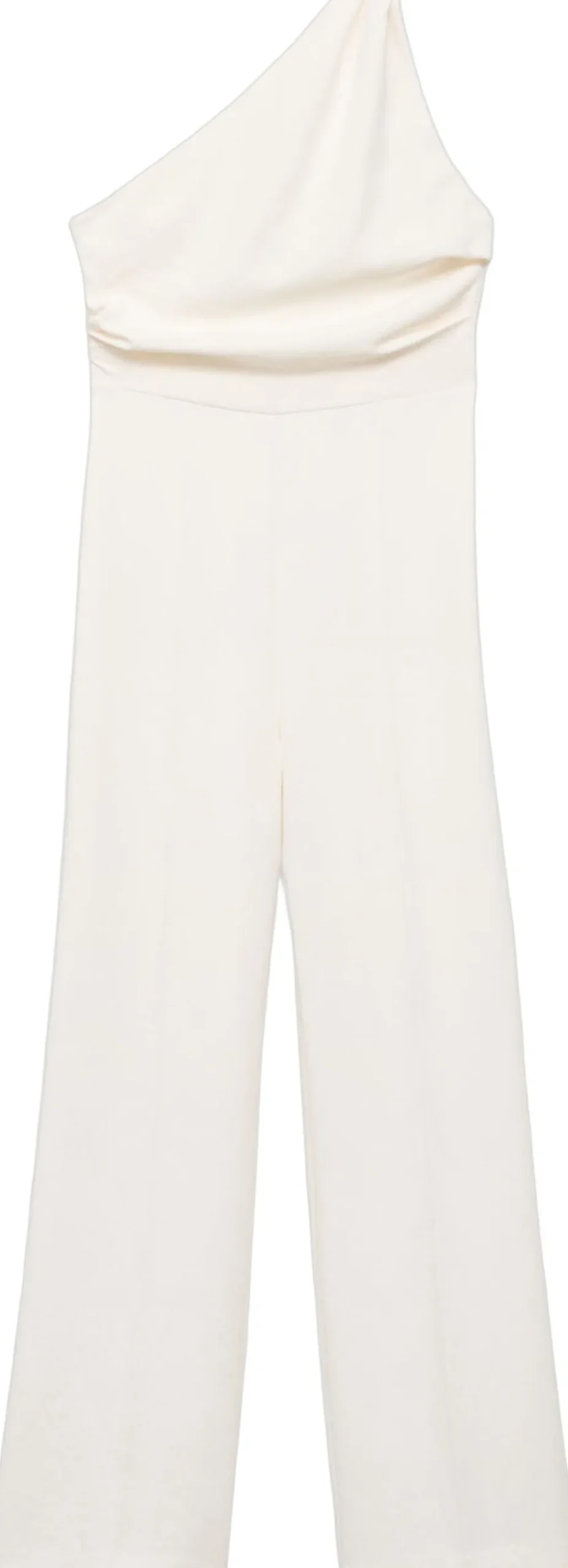 MANGO Long asymmetrical draped jumpsuit Natural white Hot