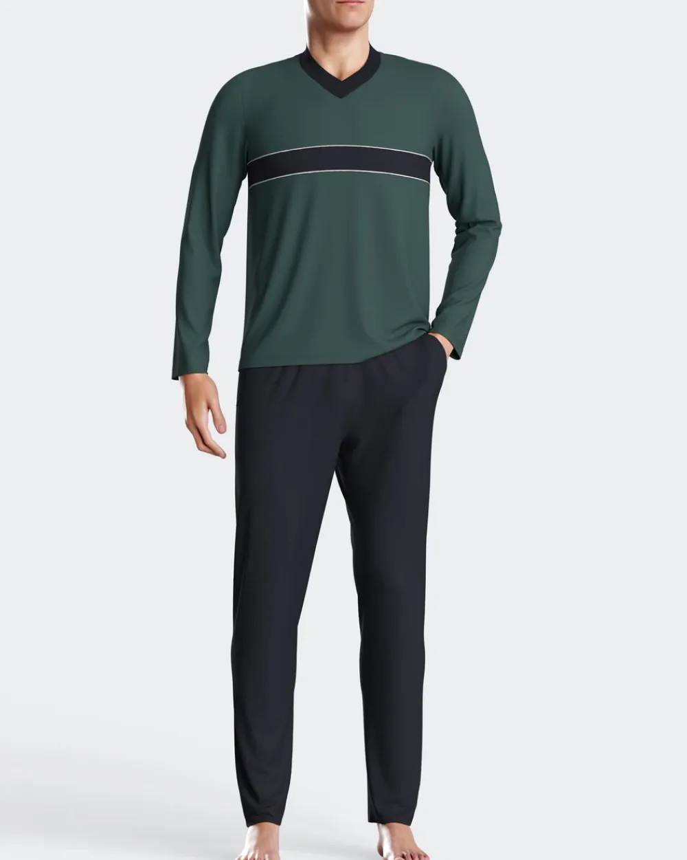 Impetus Long Pyjama set in Cotton Green New