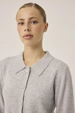 Dame Magasin du Nord Collection Mabel 15 Langærmede polo strikcardigan - 100% Cashmere