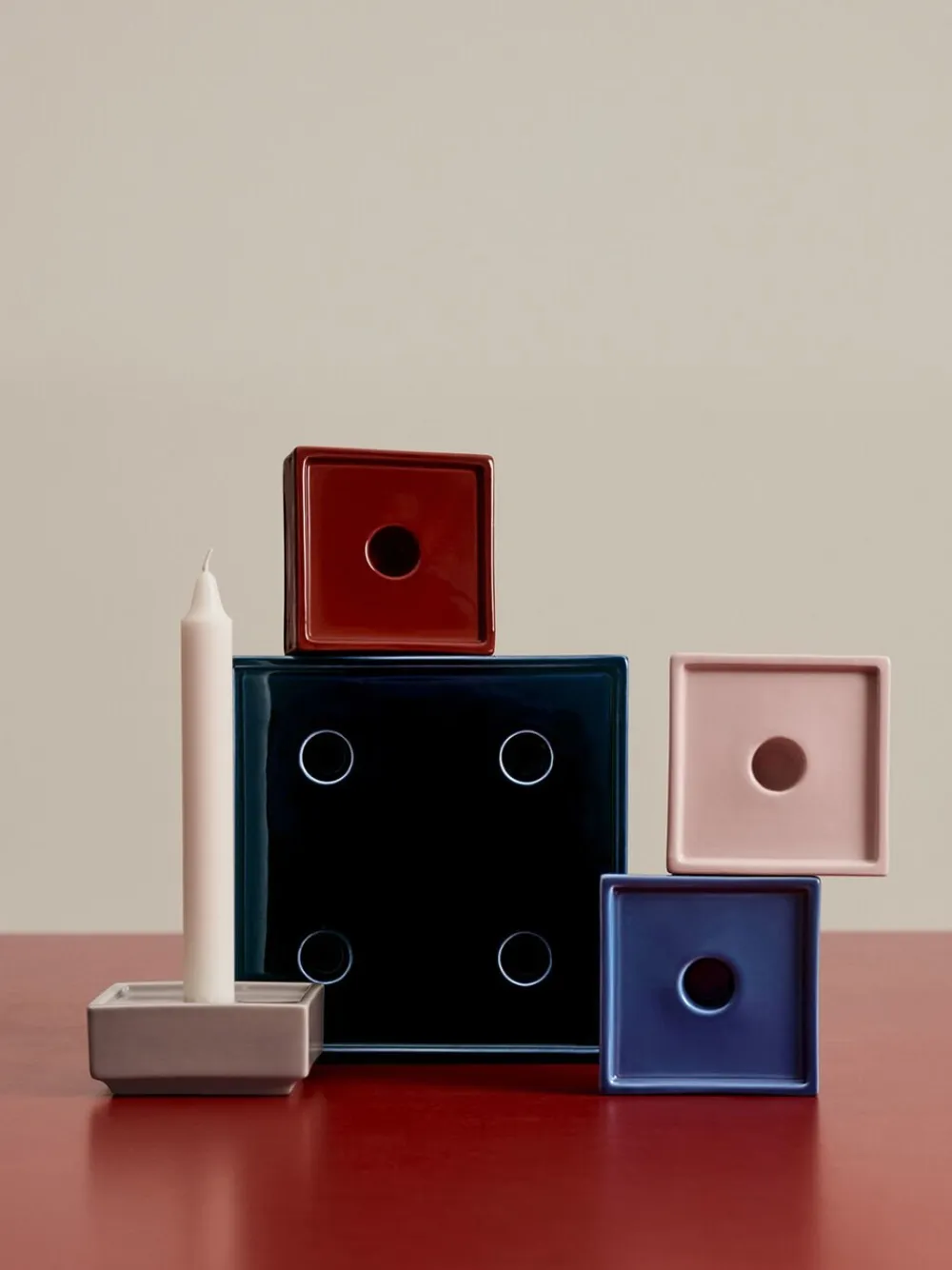 Mattone Candleholder-Large-Dark blu>Hay