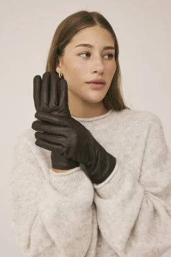 Magasin du Nord Collection Maya 1 LWG Leather Gloves Dark brown New