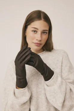 Magasin du Nord Collection Maya 1 LWG Leather Gloves Dark brown New