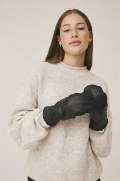Magasin du Nord Collection Maya 2 LWG Leather Mittens Black Sale