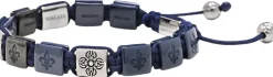 Nialaya Men's Ceramic Flatbead Bracelet in Blue and Silver