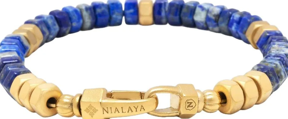 Men's Hexagon Beaded Bracelet with Lapis and Gold>Nialaya Hot