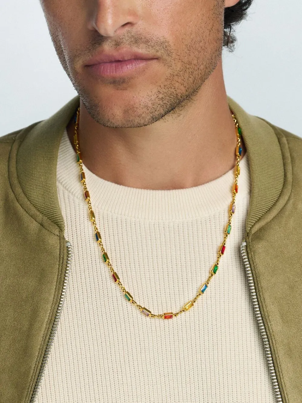 Nialaya Men's Rectangle Tennis Necklace