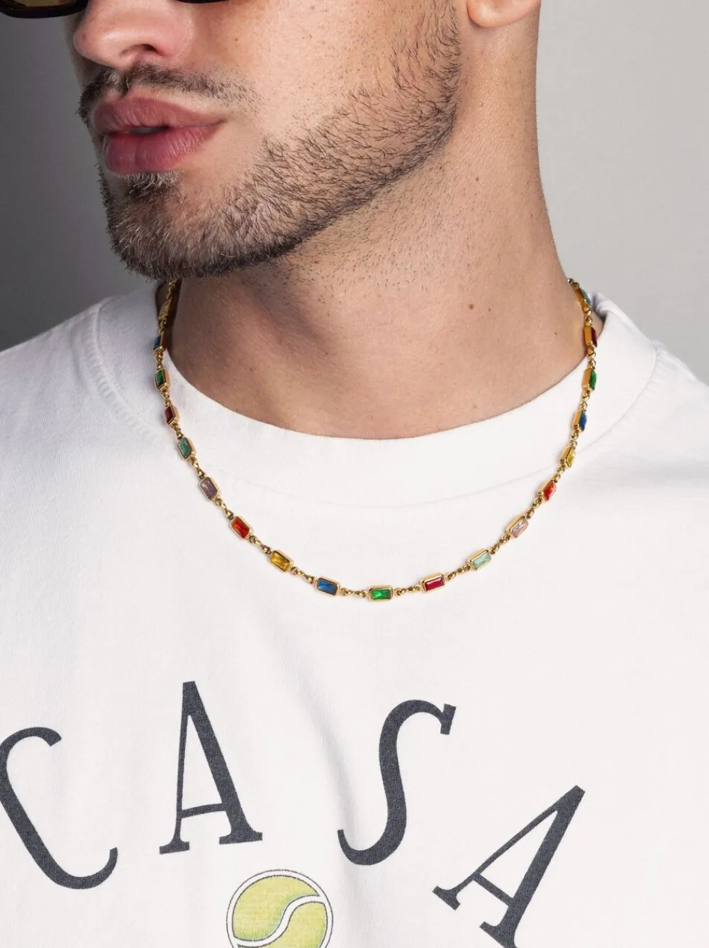 Nialaya Men's Rectangle Tennis Necklace