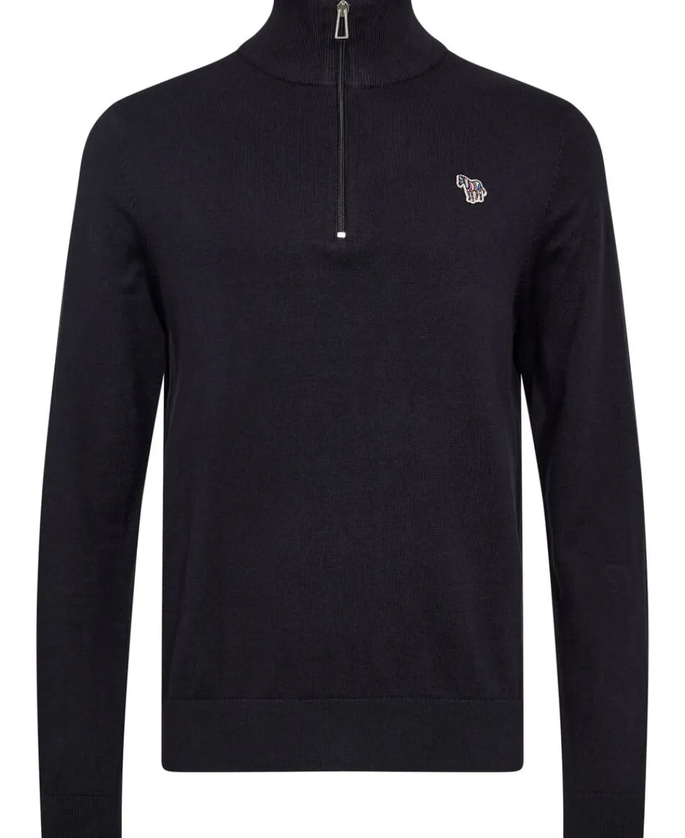 PS Paul Smith MENS SWEATER ZIP NECK ZEB BAD Sort Outlet