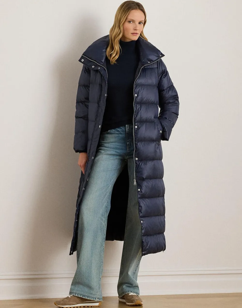 Lauren Ralph Lauren Metallic Funnelneck Down Maxicoat Dk navy Hot