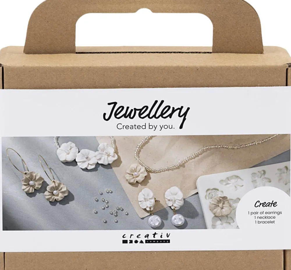 Mini DIY Kit Smykker, Øreringe, armbånd og halskæde med blom>Creativ Company Best