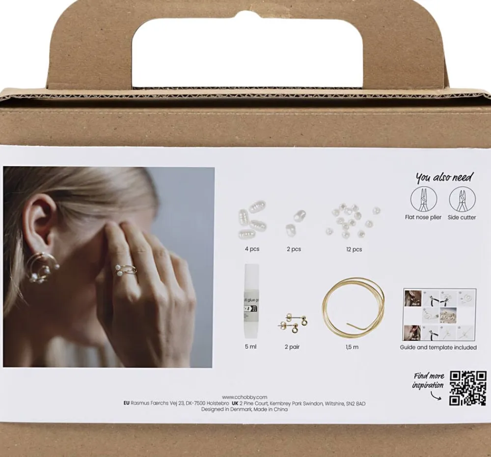 Mini DIY Kit Smykker, Øreringe med wire, forgyldt>Creativ Company Clearance