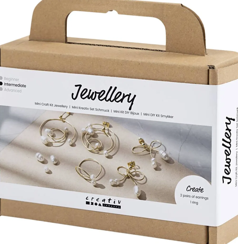 Mini DIY Kit Smykker, Øreringe med wire, forgyldt>Creativ Company Clearance