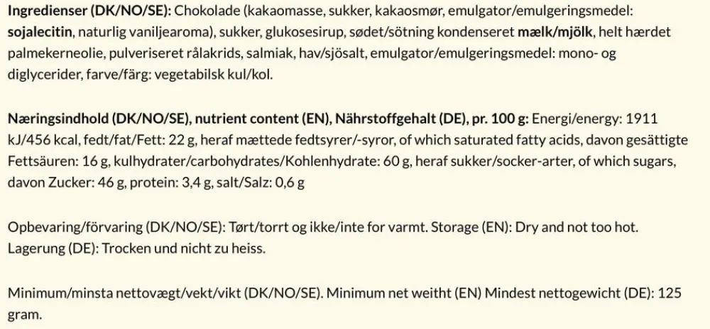 Bagsværd Lakrids Mørk Symfoni æske 125 gr.