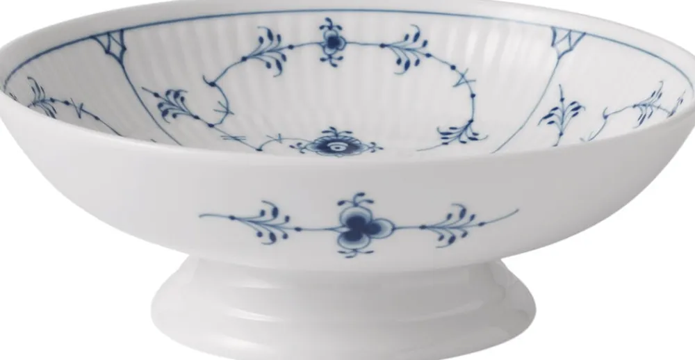 Musselmalet Riflet skål på fod 17 cm>Royal Copenhagen Best