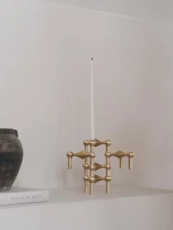 STOFF Nagel Nagel candle holder set with 3 pcs - brushed brass