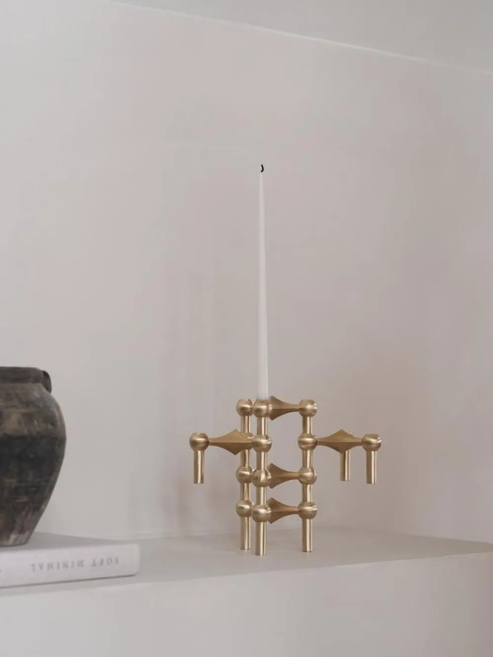 STOFF Nagel Nagel candle holder set with 3 pcs - brushed brass