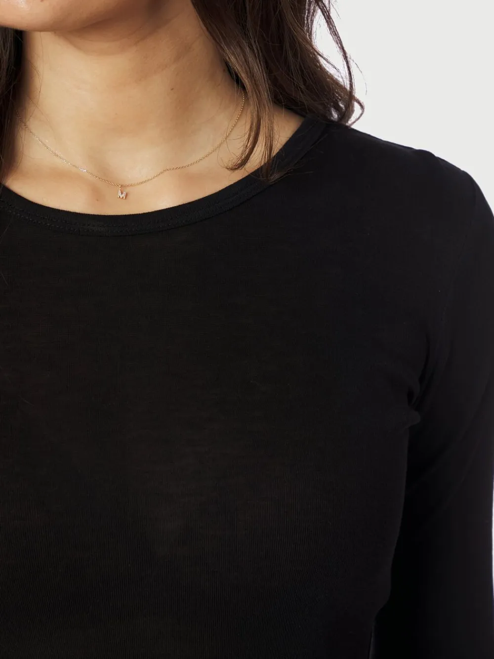 Nella Fine Rib Blouse>Neo Noir