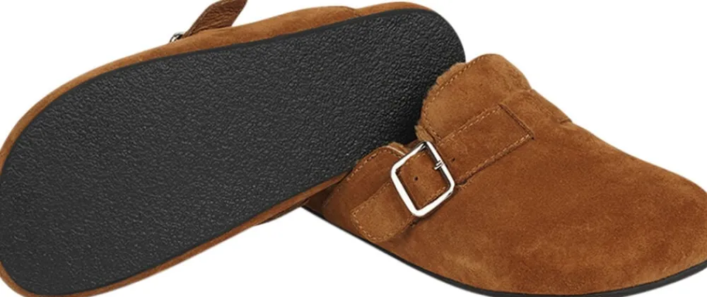 Lovelies NESSO - SKIN MULES WITH ADJUSTABLE BUCKET Dark tan