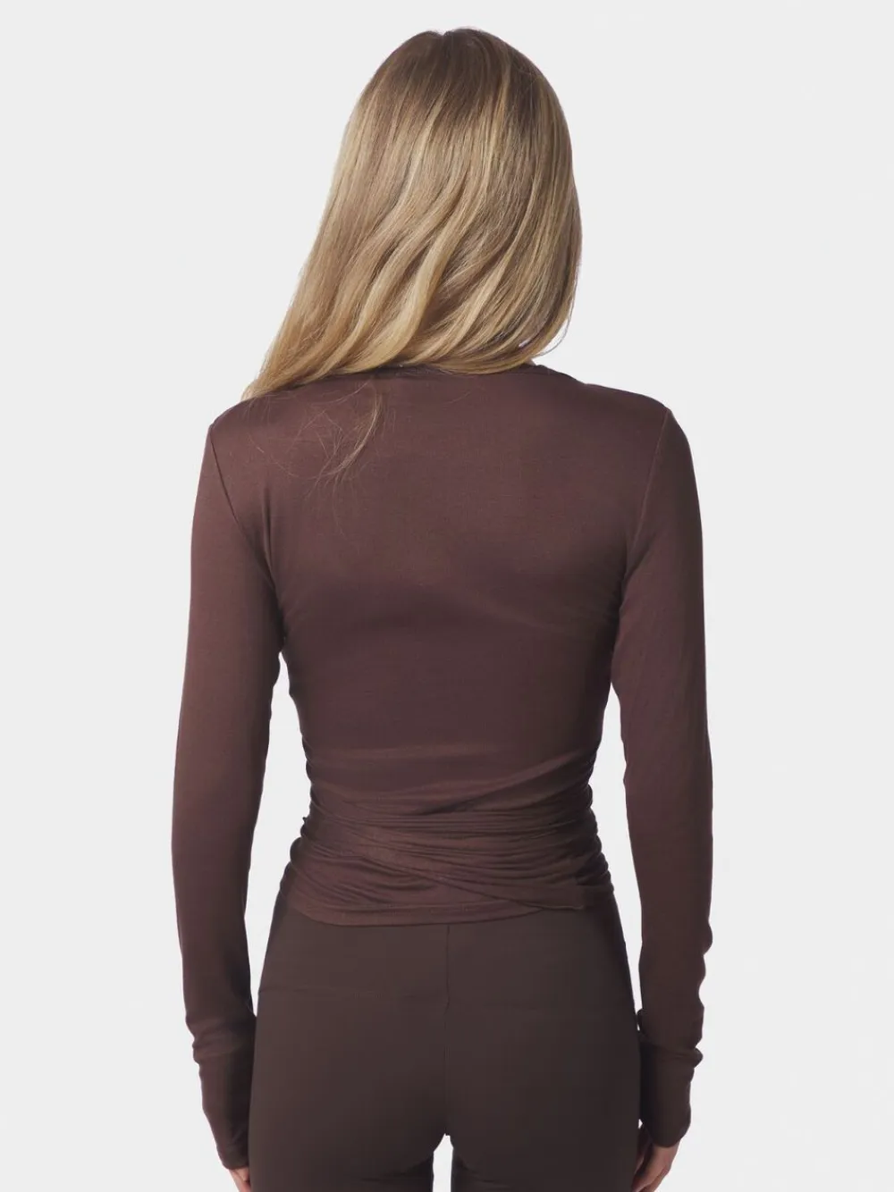 Neo Noir Nia Jersey Wrap Blouse Chocolate brown Online