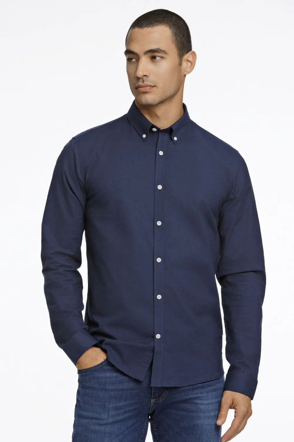 Lindbergh Oxford superflex shirt L/S Navy