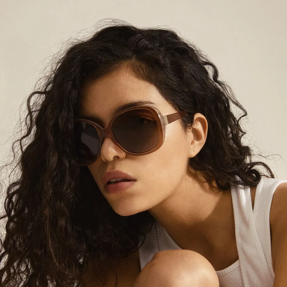Pilgrim PARKER oversized retro sunglasses light brown Discount