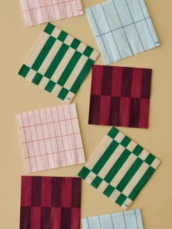 Pattern Napkins-Set of 20 Cocktail-Light blue and blue grid>Hay New