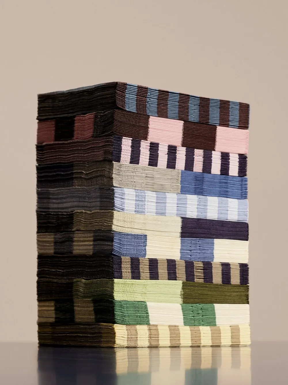 Hay Pattern Napkins-Set of 20 Dinner-Light pink, bordeaux and black M chec