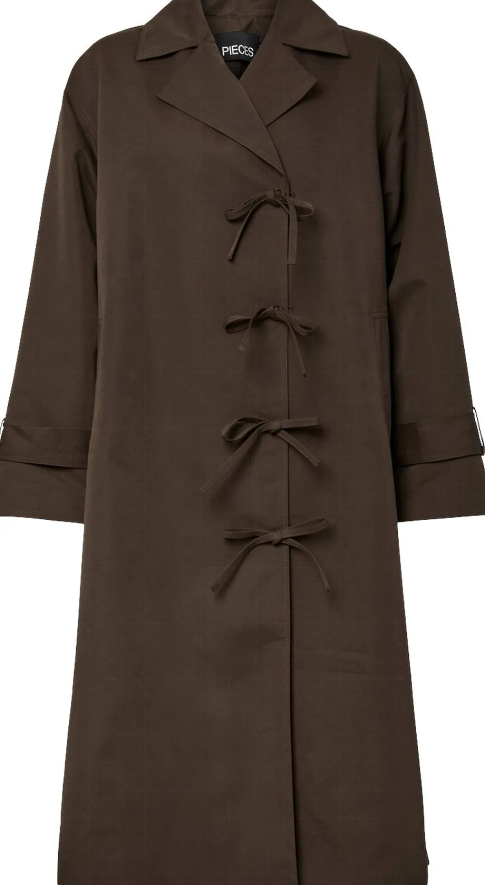 PCAGNES LS TIE TRENCHCOAT WVN D2D P>Pieces New
