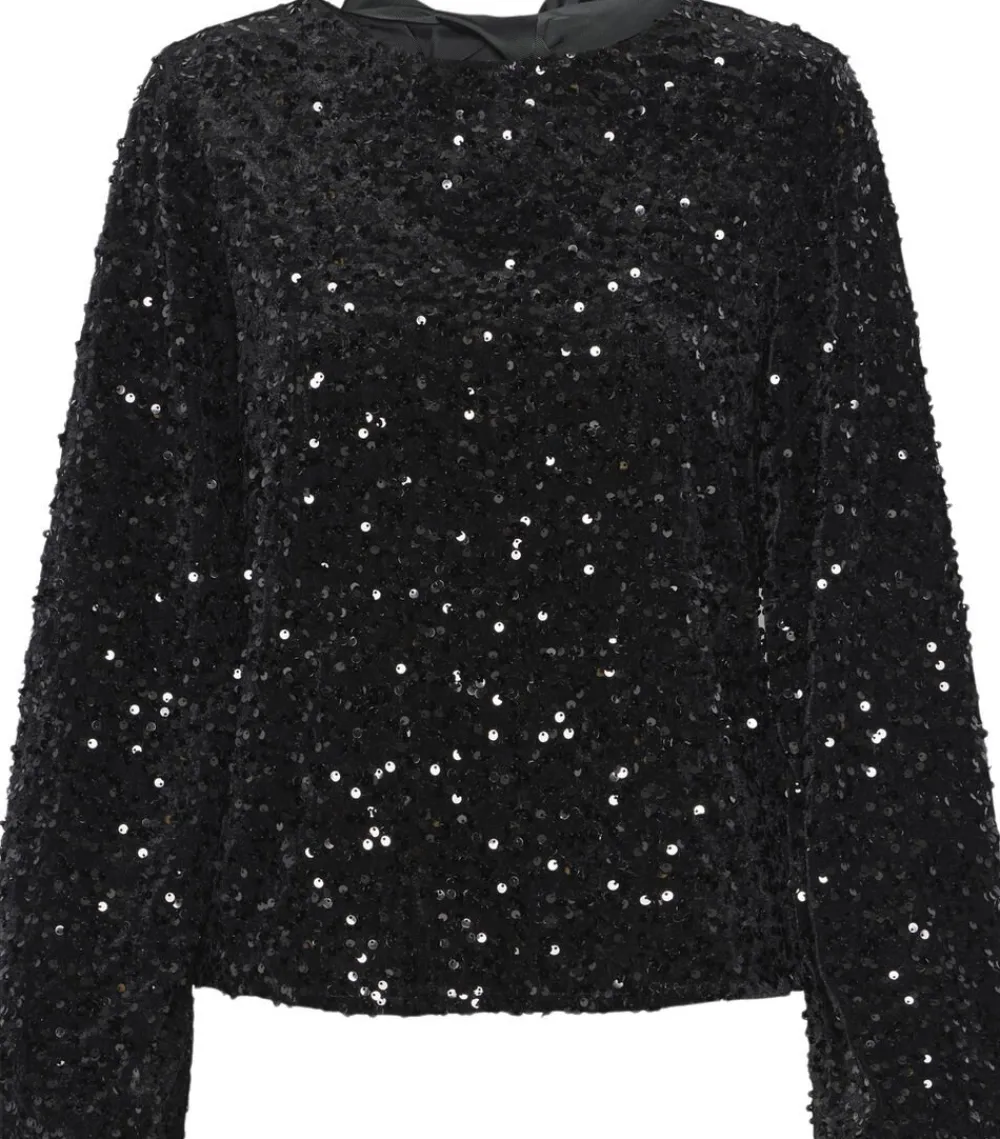 Pieces PCKAM LS DEEP BACK BOW TOP BC Striber/tern Outlet