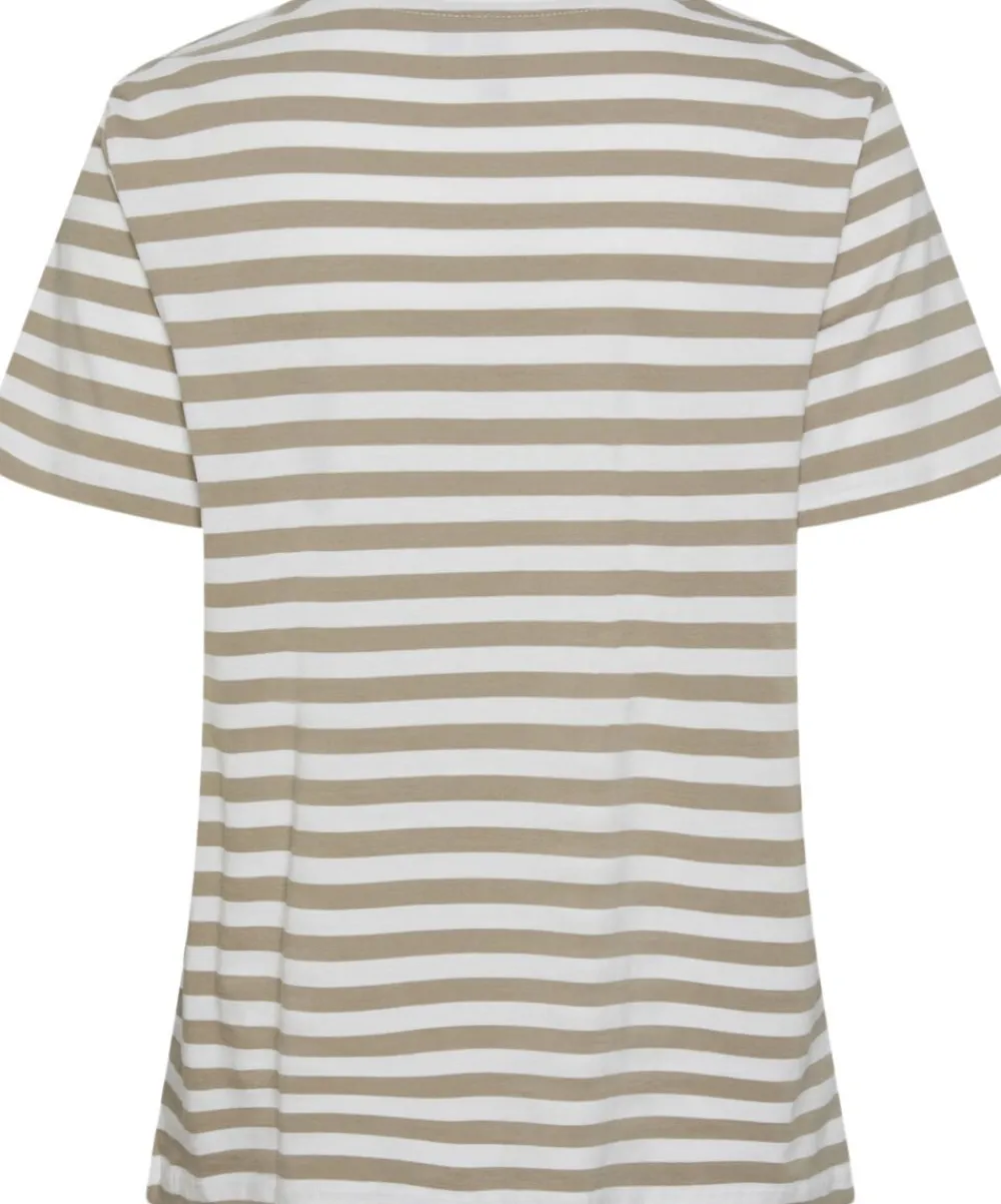 Pieces PCRIA SS TEE STRIPES NOOS BC Silver mink/bright white Outlet