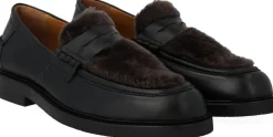 Penny loafer med blød pelsdetalje>ANGULUS New
