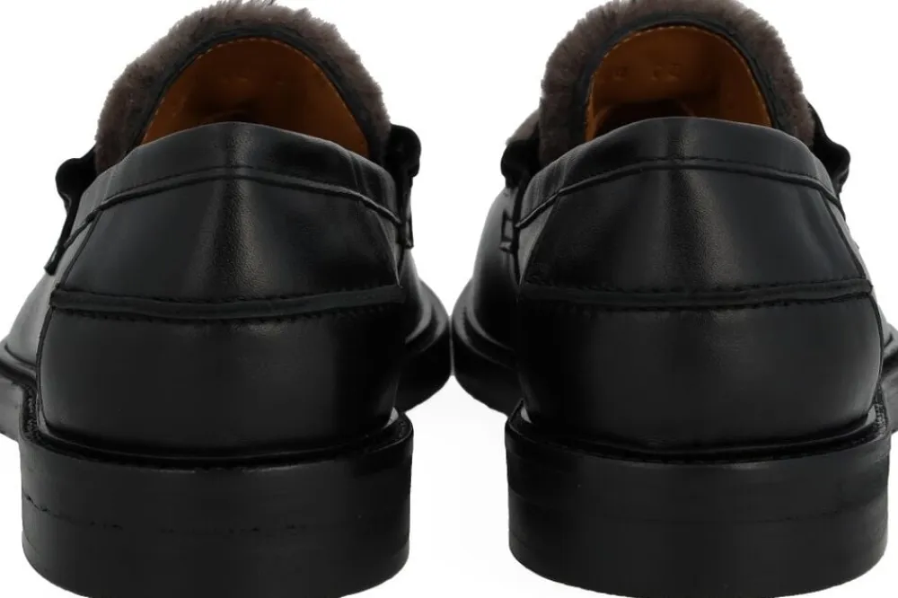 Penny loafer med blød pelsdetalje>ANGULUS New