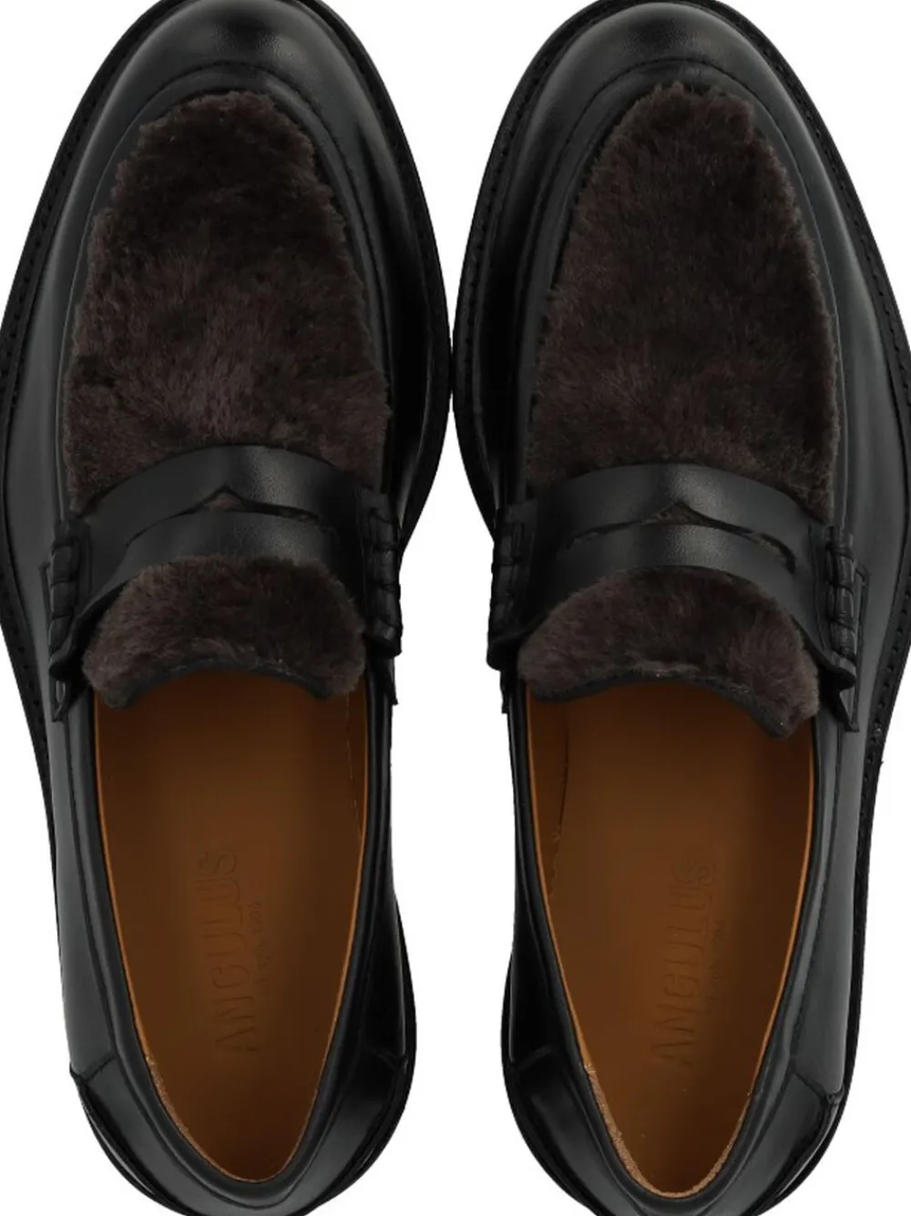 Penny loafer med blød pelsdetalje>ANGULUS New