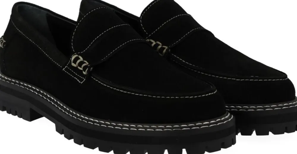 Dame ANGULUS Penny loafer med kontraststikninger