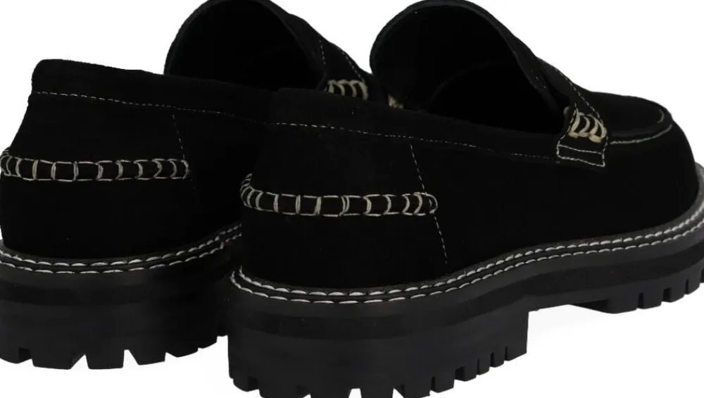 Dame ANGULUS Penny loafer med kontraststikninger