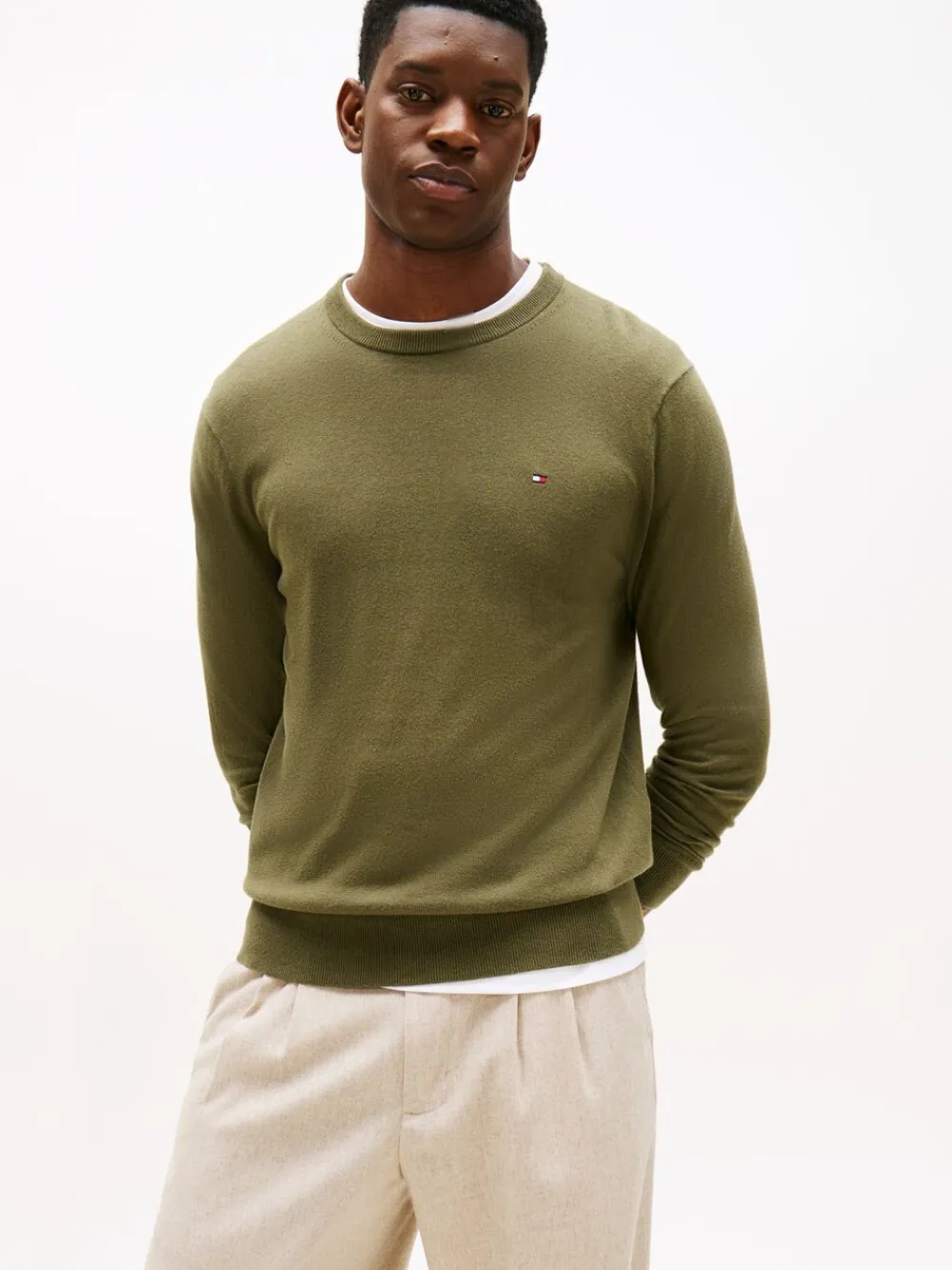 Tommy Hilfiger PIMA ORG CTN CASHMERE CREW NECK Huntsman green New