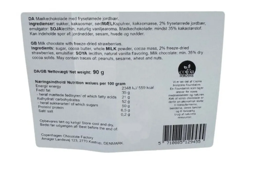 Magasin Chokolade Plade, Mælkechokolade m/ jordbær 90 g