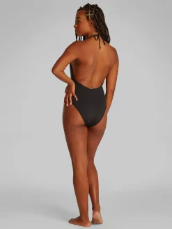 PLUNGE NECKLINE ONE PIECE><noscript><img width=