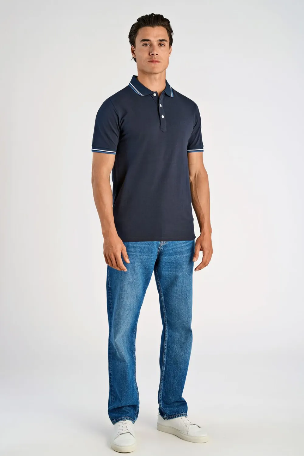 Lindbergh Polo shirt w. contrast piping Navy Discount