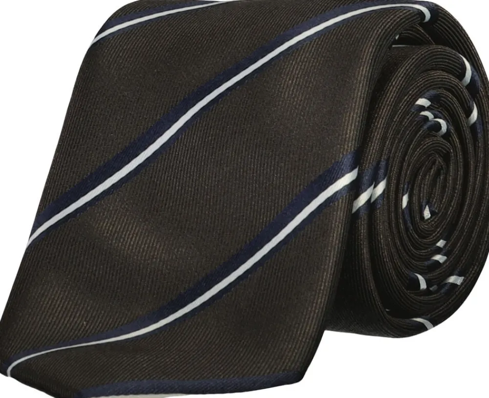 Polyester tie with stripe 7 cm>Lindbergh New