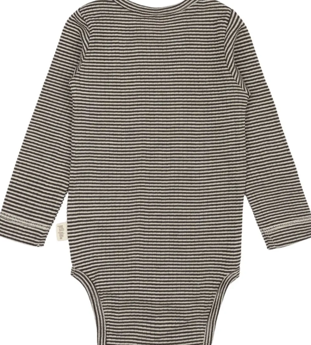 PETIT PIAO PPDante Body L/S Merino Wool Striped Coffee bean/dark Online