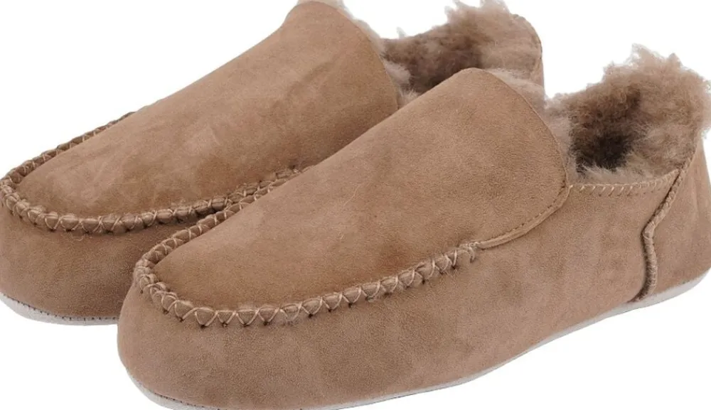 Lovelies PUMORI - DOUBLE FACED SHEARLING SLIPPERS - 8 PAIRS Woodsmoke Clearance