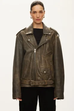 Oval Square Ready Leather Biker Greyn antique Discount